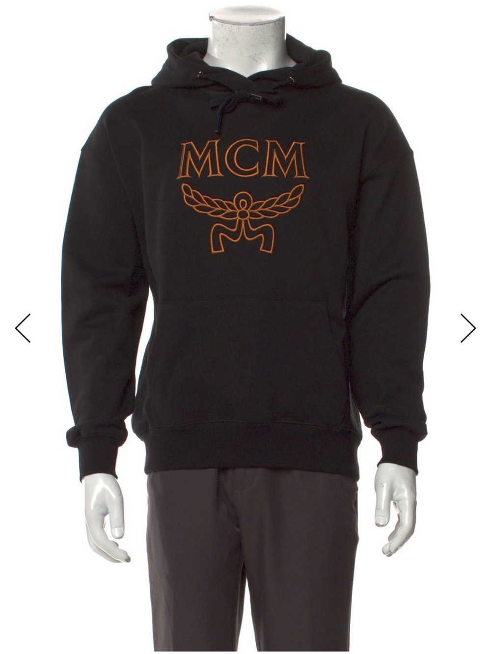 💯 Authentic MCM Black Hoodie with Orange Logo Crest